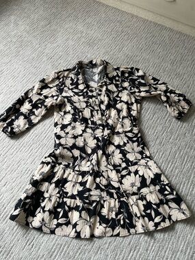 Zara Black and Cream Floral Mini Dress